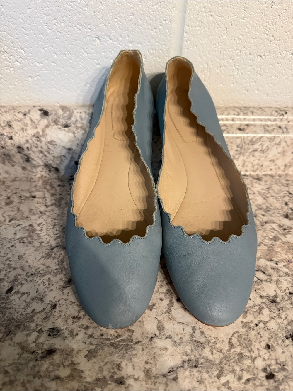 Chloe scallop ballet flight in denim blue